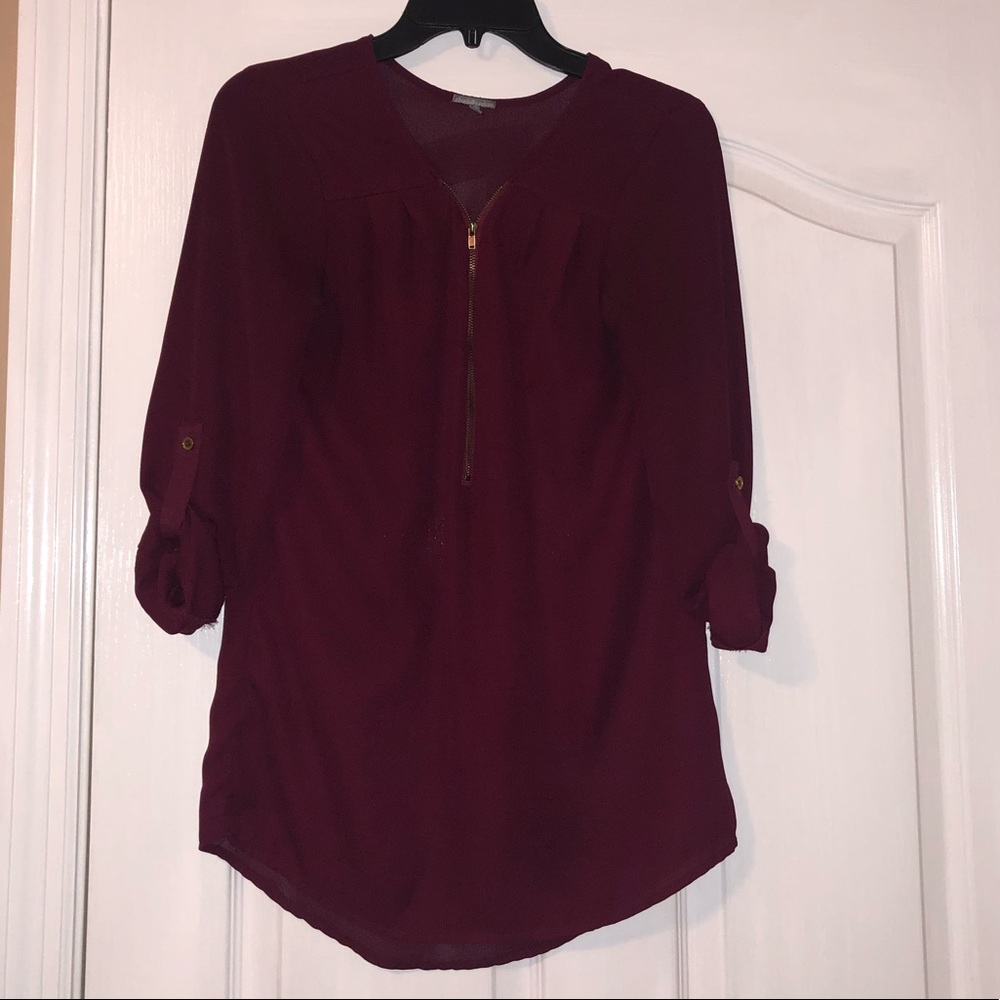 Maroon Blouse w/ Zipper